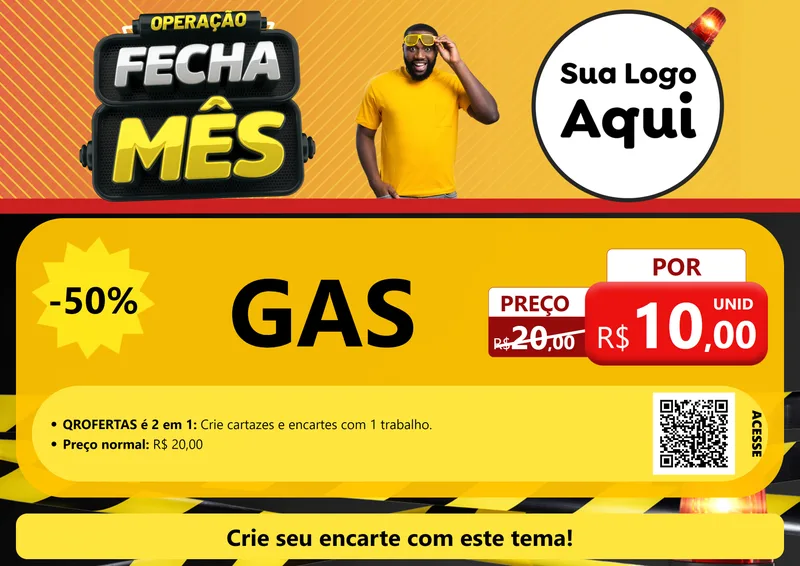 Modelo de Cartaz para Cartaz A4 Horizontal com o tema Operação Fecha Mês para Água e gás