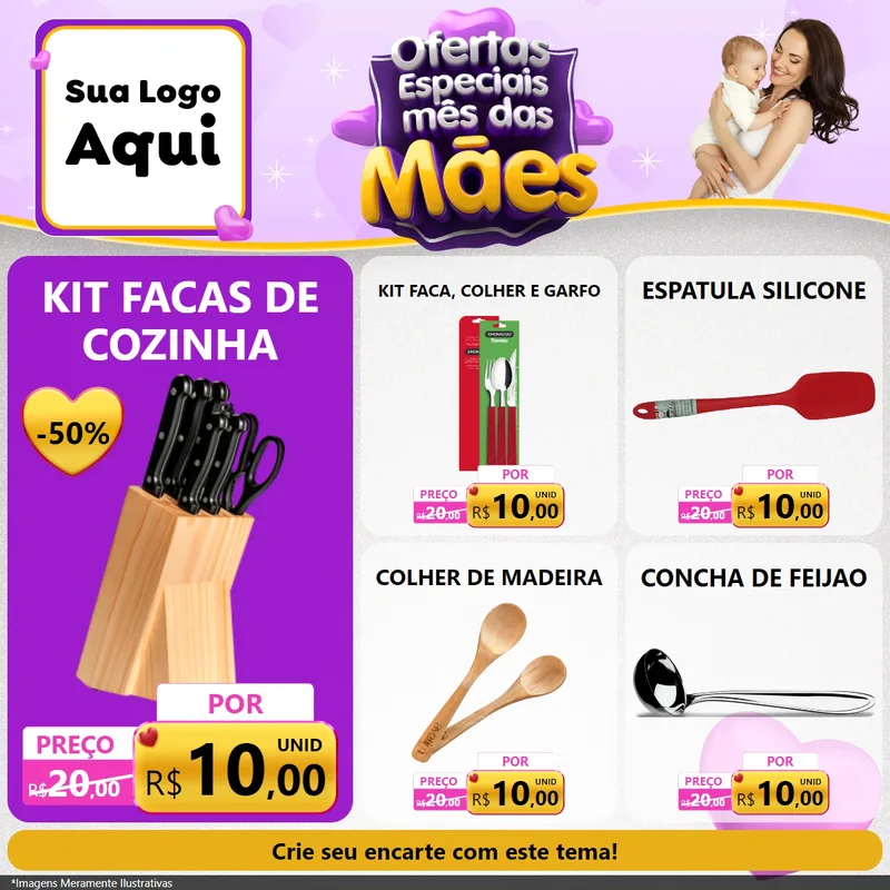 Modelo de Rede Social para Feed Facebook com o tema Ofertas Especiais - Mês das Mães para Utilidades Domésticas