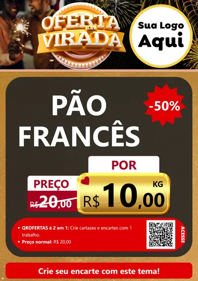 Modelo de Cartaz para Cartaz A4 Vertical com o tema Oferta da Virada para Padaria