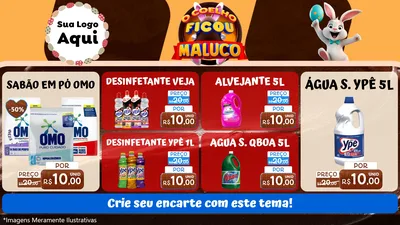 Modelo de TV para TV Horizontal com o tema O Coelho Ficou Maluco - Páscoa para Produtos de Limpeza