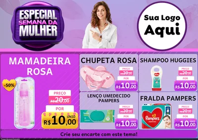 Modelo de Encarte para Encarte A4 Horizontal com o tema Especial Semana da Mulher para Bebês