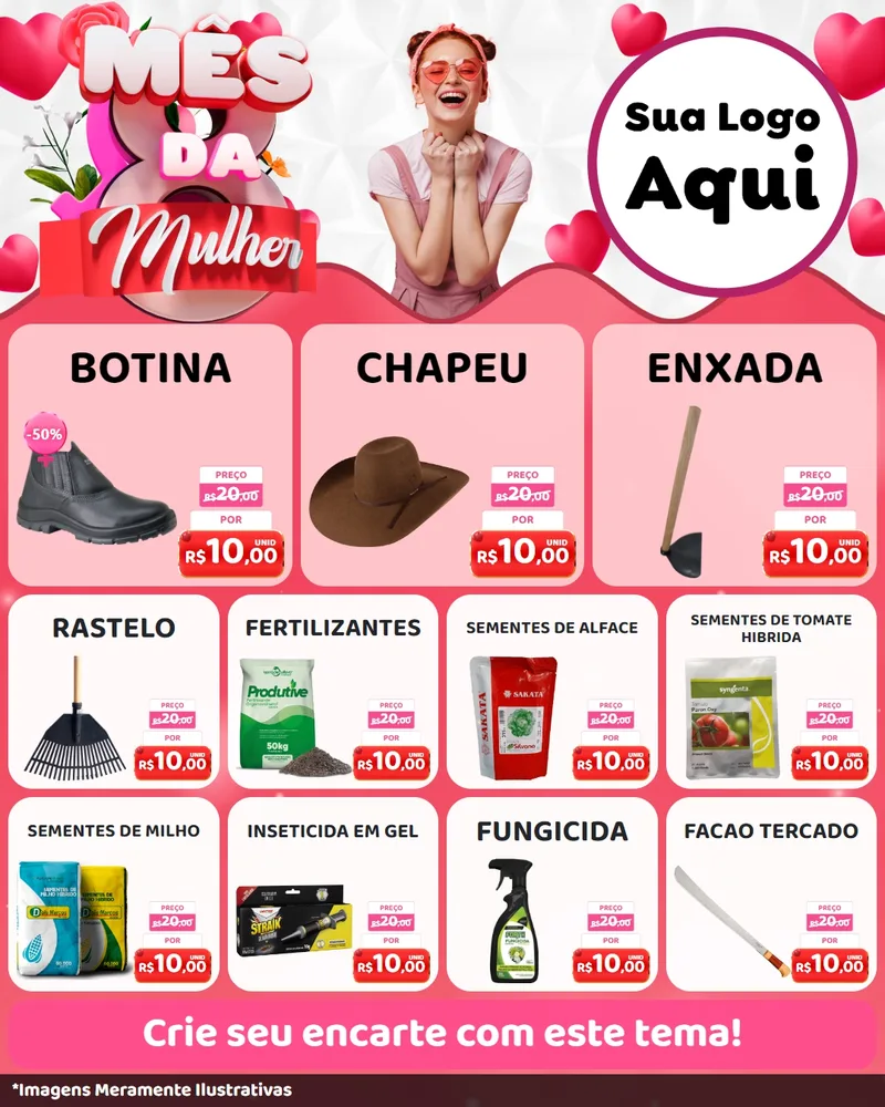Modelo de Rede Social para Feed Instagram com o tema Mês da Mulher para Agropecuária
