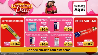 Modelo de TV para TV Horizontal com o tema Valentine's Day para Embalagens