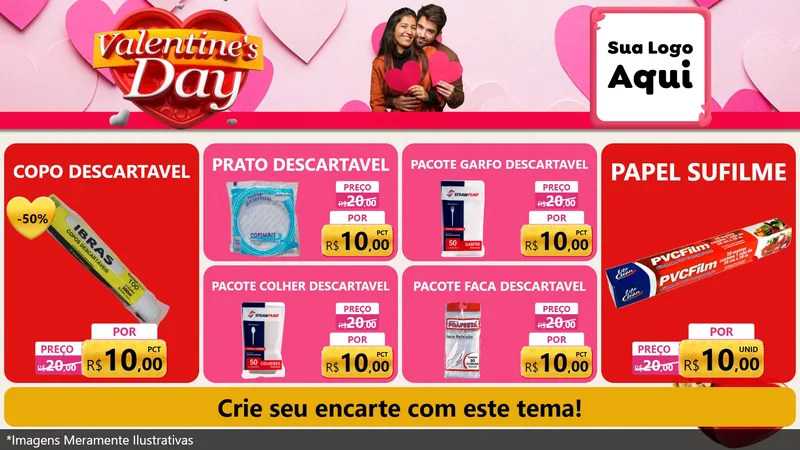 Modelo de TV para TV Horizontal com o tema Valentine's Day para Embalagens
