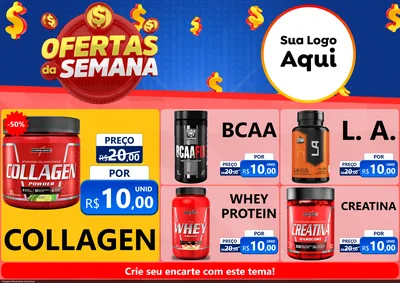 Modelo de Encarte para Encarte A4 Horizontal com o tema Ofertas Da Semana para Suplementos alimentares
