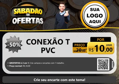 Modelo de Cartaz para Cartaz A4 Horizontal com o tema Sabadão de Ofertas para Tubos e conexões