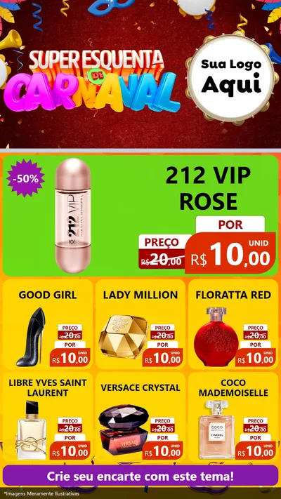 Modelo de Rede Social para Stories com o tema Super Esquenta de Carnaval para Perfumes
