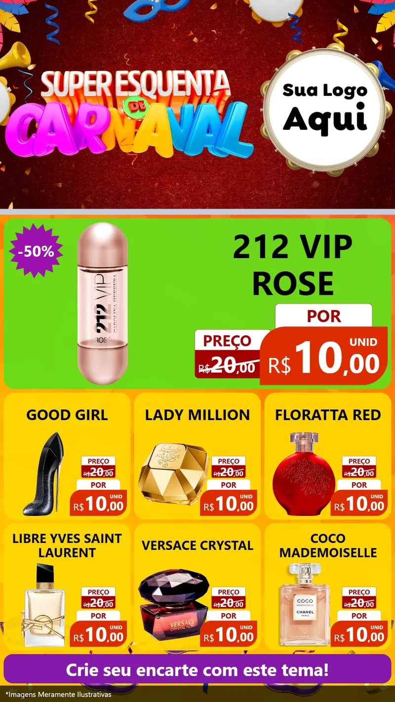 Modelo de Rede Social para Stories com o tema Super Esquenta de Carnaval para Perfumes