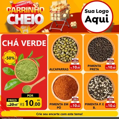 Modelo de Rede Social para Feed Facebook com o tema Promoção carrinho cheio para Produtos Naturais