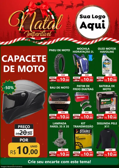 Modelo de Encarte para Encarte A4 Vertical com o tema Natal Imperdível para Moto peças