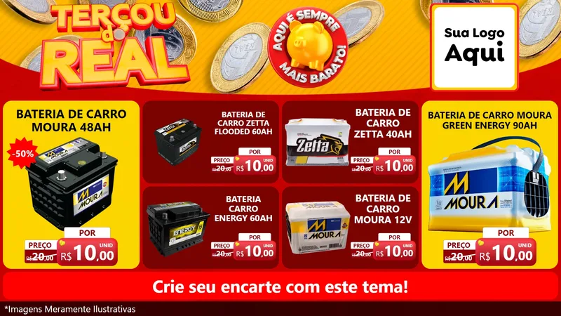 Modelo de TV para TV Horizontal com o tema Terçou do Real para Baterias Elétricas