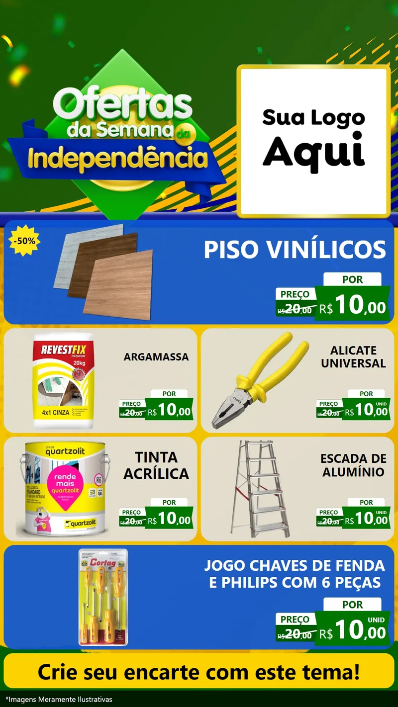 Modelo de TV para TV Vertical com o tema Ofertas da Semana da Independência para Material para Construção