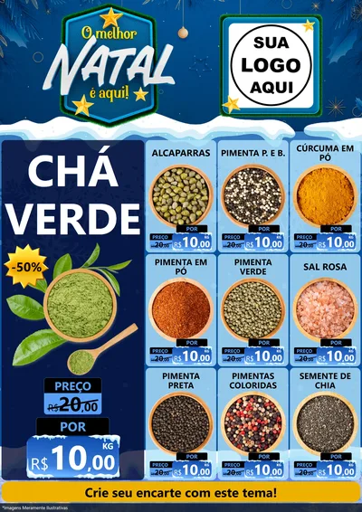 Modelo de Encarte para Encarte A4 Vertical com o tema O Melhor Natal É Aqui! para Produtos Naturais