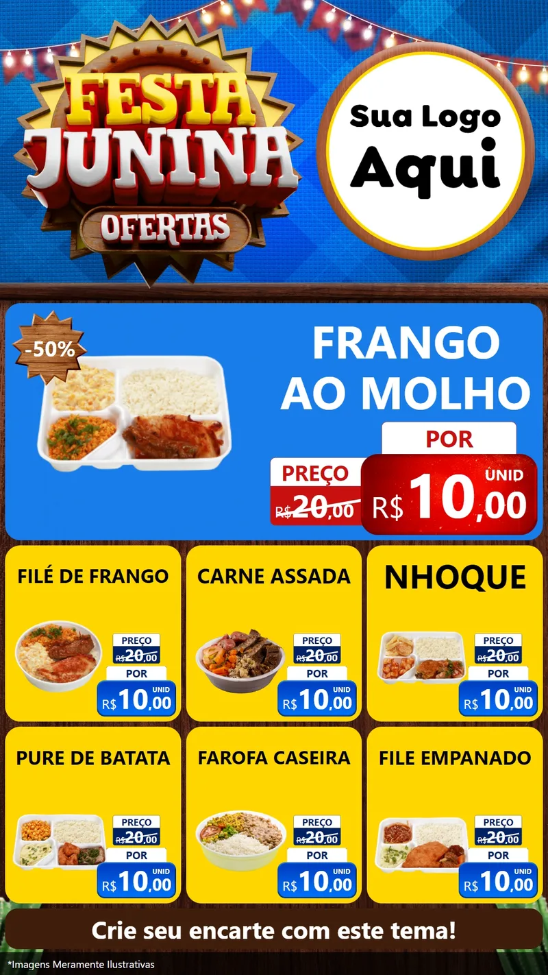 Modelo de Rede Social para Stories com o tema Festa Junina Ofertas para Restaurante