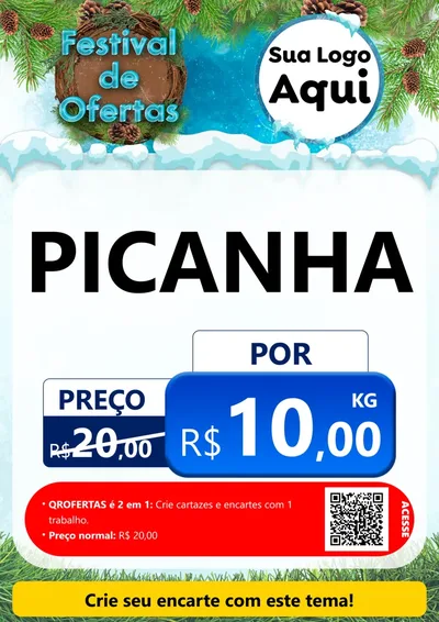 Modelo de Cartaz para Cartaz A4 Vertical com o tema Festival de Ofertas - Inverno para Açougue