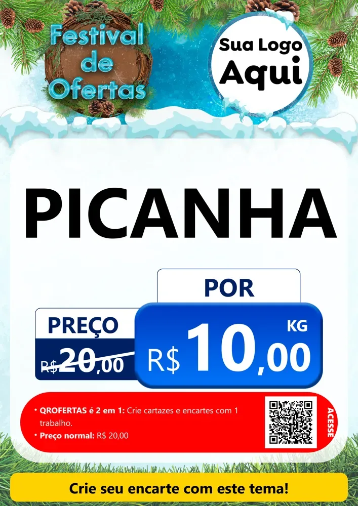 Modelo de Cartaz para Cartaz A4 Vertical com o tema Festival de Ofertas - Inverno para Açougue
