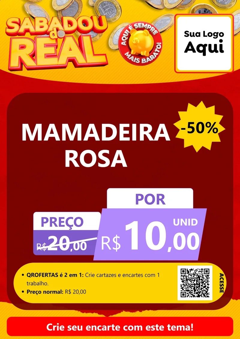 Modelo de Cartaz para Cartaz A4 Vertical com o tema Sabadou do Real para Bebês