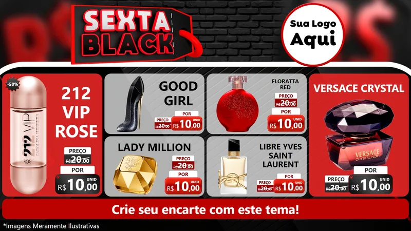 Modelo de TV para TV Horizontal com o tema Sexta Black para Perfumes