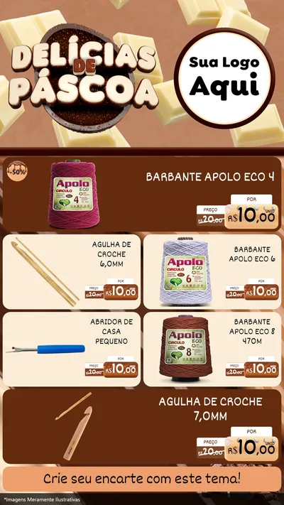 Modelo de TV para TV Vertical com o tema Delícias de Páscoa para Armarinho e Aviamentos