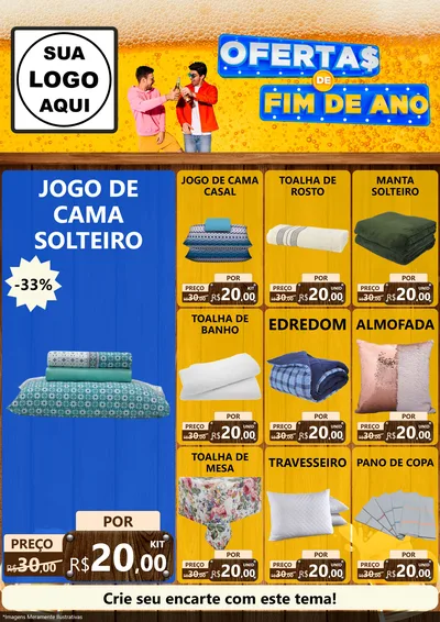 Modelo de Encarte para Encarte A4 Vertical com o tema Ofertas de Fim de Ano para Cama, Mesa e Banho