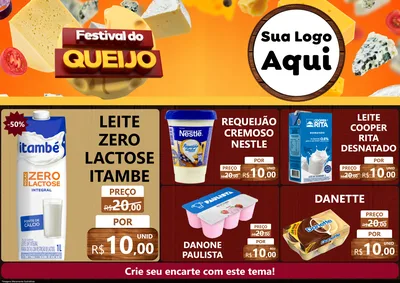 Modelo de Encarte para Encarte A4 Horizontal com o tema Festival do Queijo para Frios e Laticínios