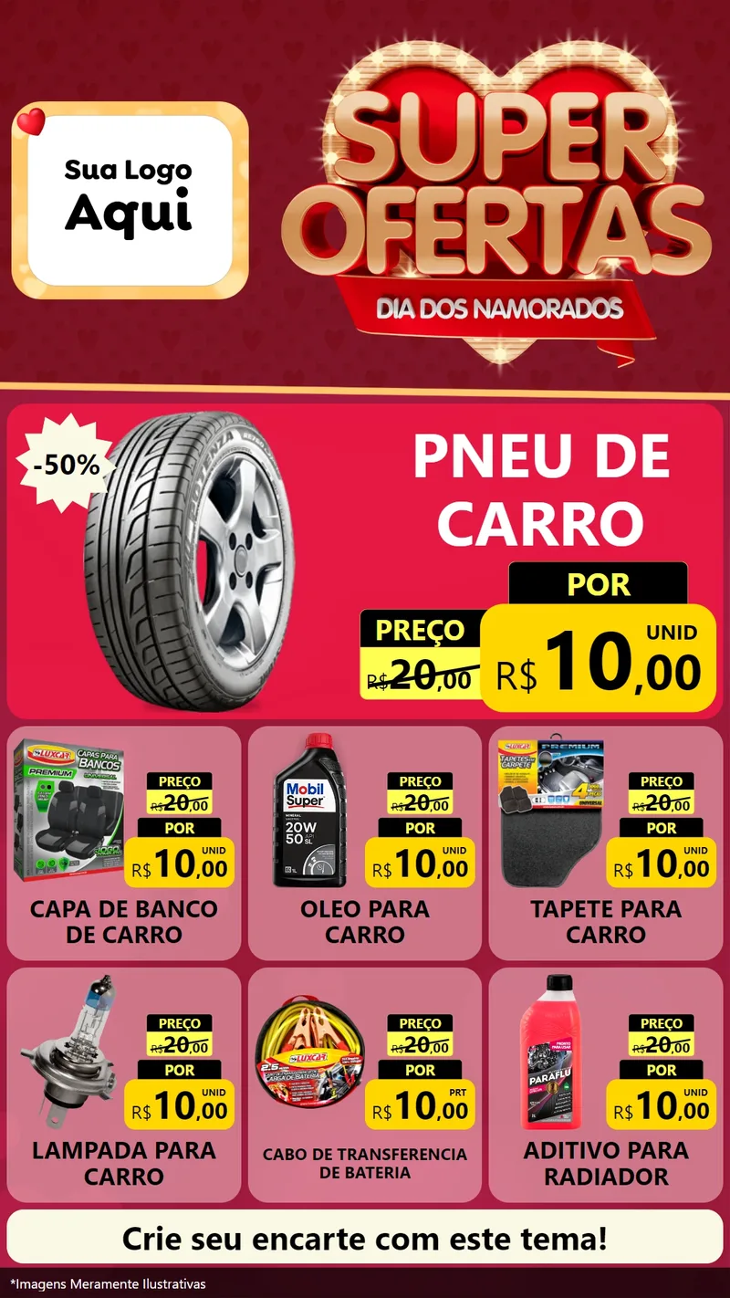 Modelo de Rede Social para Stories com o tema Dia dos Namorados para Auto peças