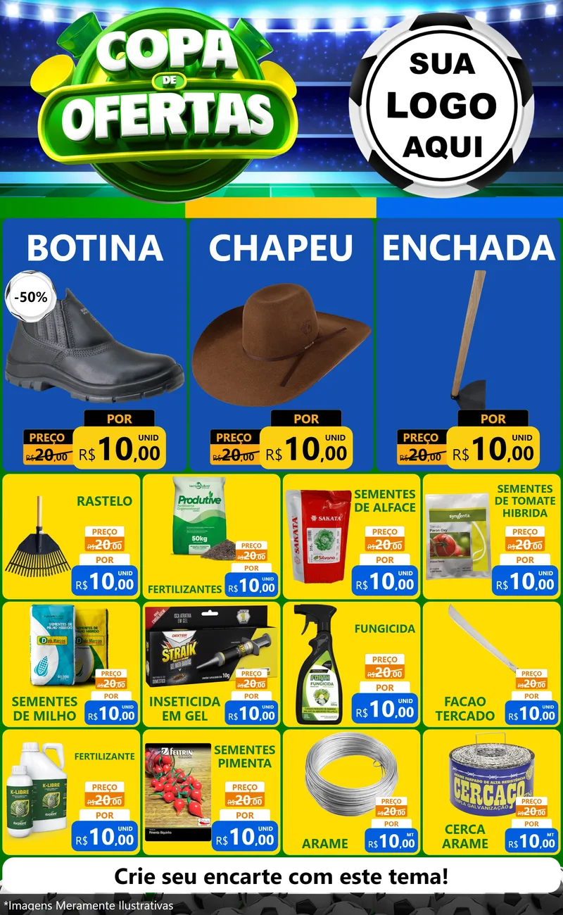 Modelo de Encarte para Encarte Grande com o tema Copa de Ofertas para Agropecuária