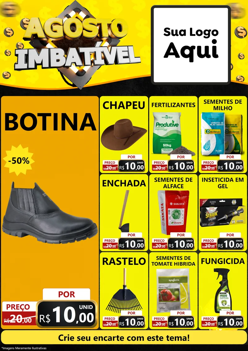 Modelo de Encarte para Encarte A4 Vertical com o tema Agosto Imbatível para Agropecuária
