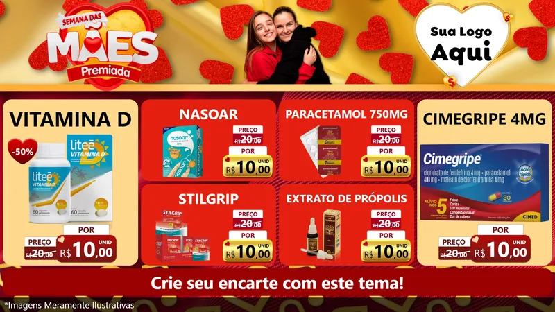Modelo de TV para TV Horizontal com o tema Semana das Mães Premiada para Farmácia