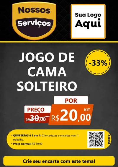 Modelo de Cartaz para Cartaz A4 Vertical com o tema Nossos Serviços para Cama, Mesa e Banho