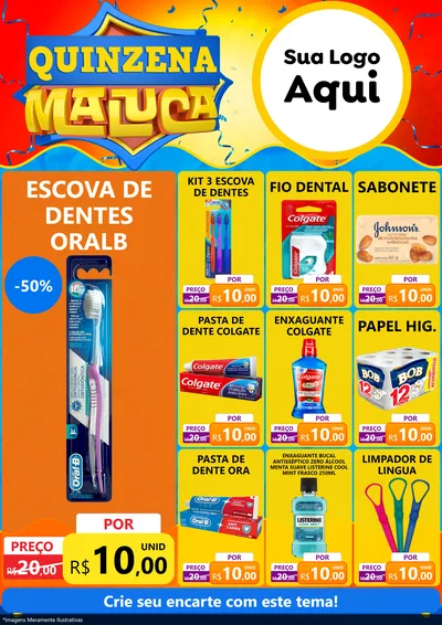 Modelo de Encarte para Encarte A4 Vertical com o tema Quinzena Maluca para Higiene Pessoal