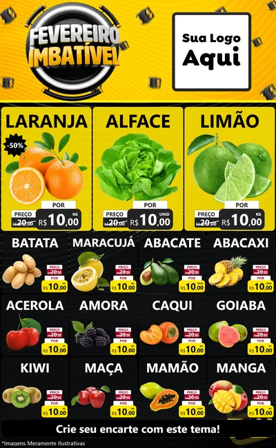 Modelo de Encarte para Encarte Grande com o tema Fevereiro Imbatível para Hortifrúti