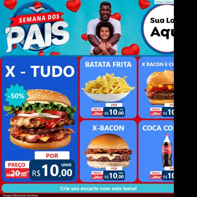 Modelo de Rede Social para Feed Facebook com o tema Semana Dos Pais para Hamburgueria