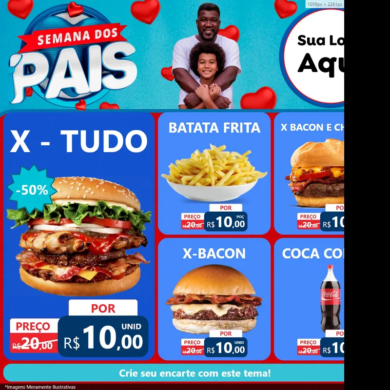 Modelo de Rede Social para Feed Facebook com o tema Semana Dos Pais para Hamburgueria