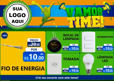 Modelo de Encarte para Encarte A4 Horizontal com o tema Vamos Time! para Materiais Elétricos