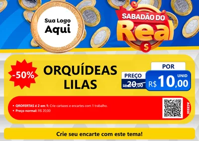 Modelo de Cartaz para Cartaz A4 Horizontal com o tema Sabadão do Real para Floricultura e jardim