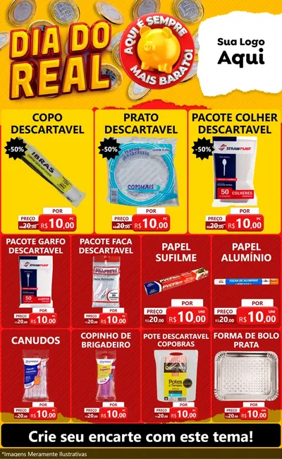 Modelo de Encarte para Encarte Grande com o tema Dia Do Real para Embalagens