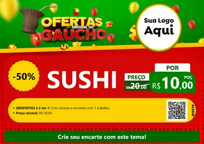 Modelo de Cartaz para Cartaz A4 Horizontal com o tema Ofertas Semana Do Gaúcho para Comida japonesa