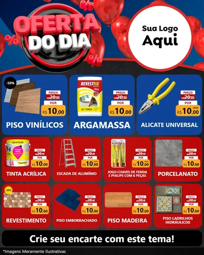 Modelo de Rede Social para Feed Instagram com o tema Oferta do Dia para Material para Construção