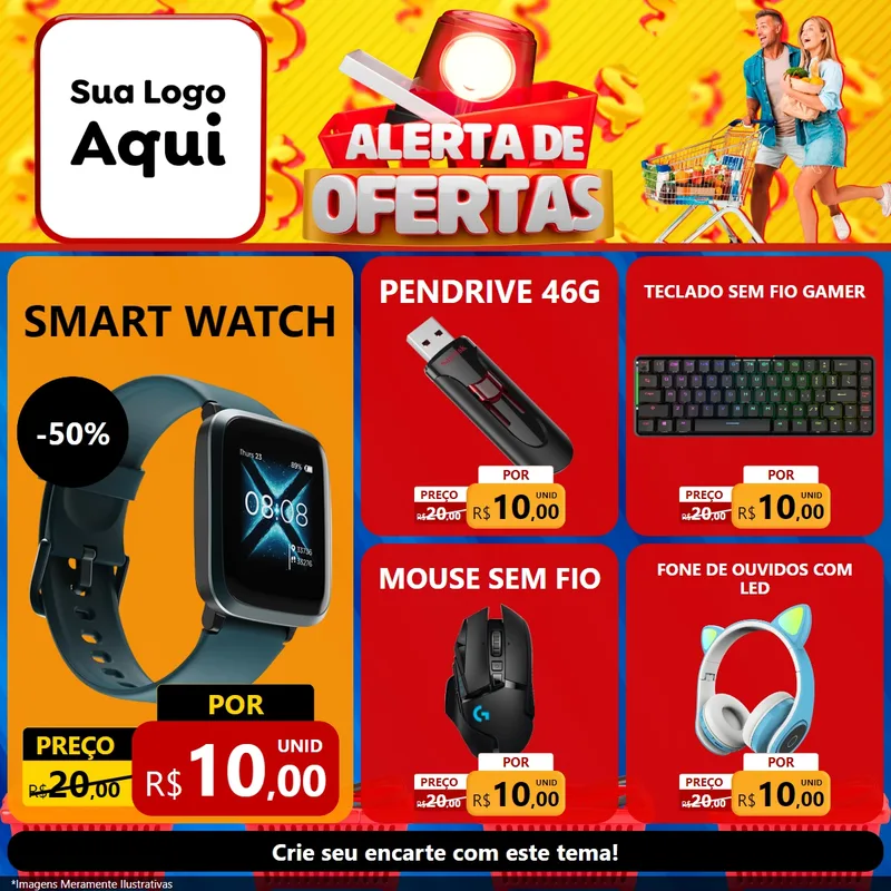 Modelo de Rede Social para Feed Facebook com o tema Alerta de Ofertas para Informática