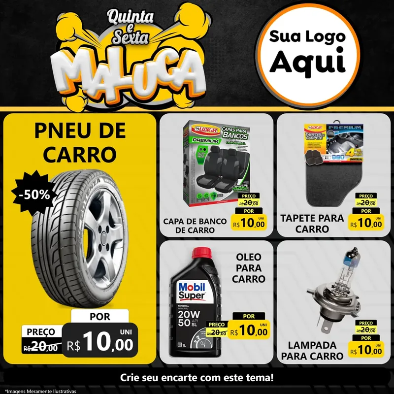 Modelo de Rede Social para Feed Facebook com o tema Quinta e Sexta Maluca para Auto peças