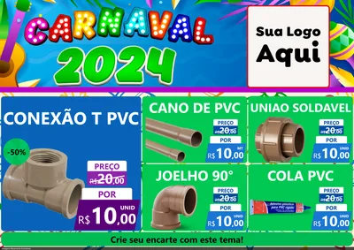 Modelo de Encarte para Encarte A4 Horizontal com o tema Carnaval 2027 para Tubos e conexões
