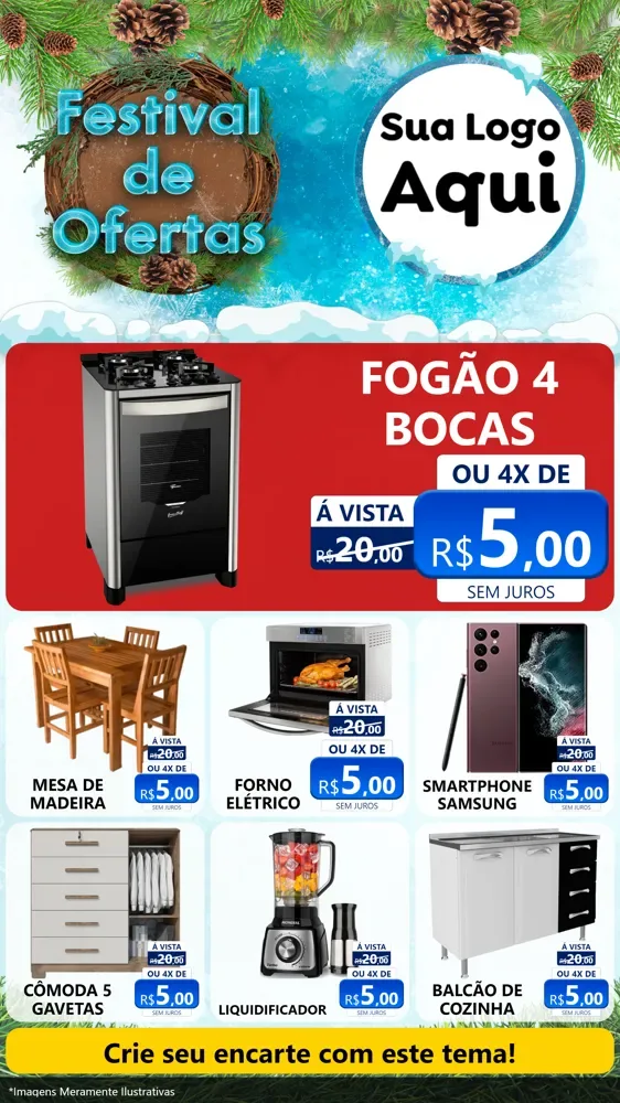 Modelo de Rede Social para Stories com o tema Festival de Ofertas - Inverno para Móveis e Eletro