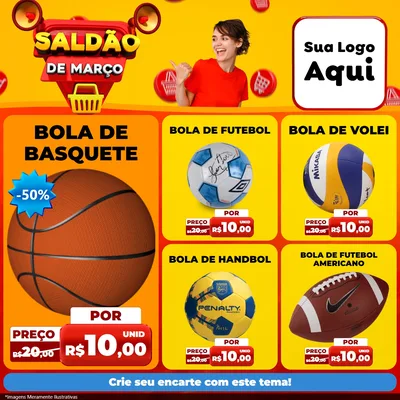 Modelo de Rede Social para Feed Facebook com o tema Saldão de Março para Artigos Esportivos