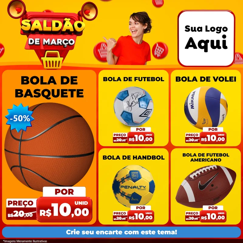 Modelo de Rede Social para Feed Facebook com o tema Saldão de Março para Artigos Esportivos