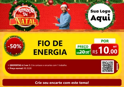 Modelo de Cartaz para Cartaz A4 Horizontal com o tema Promoção de Natal para Materiais Elétricos