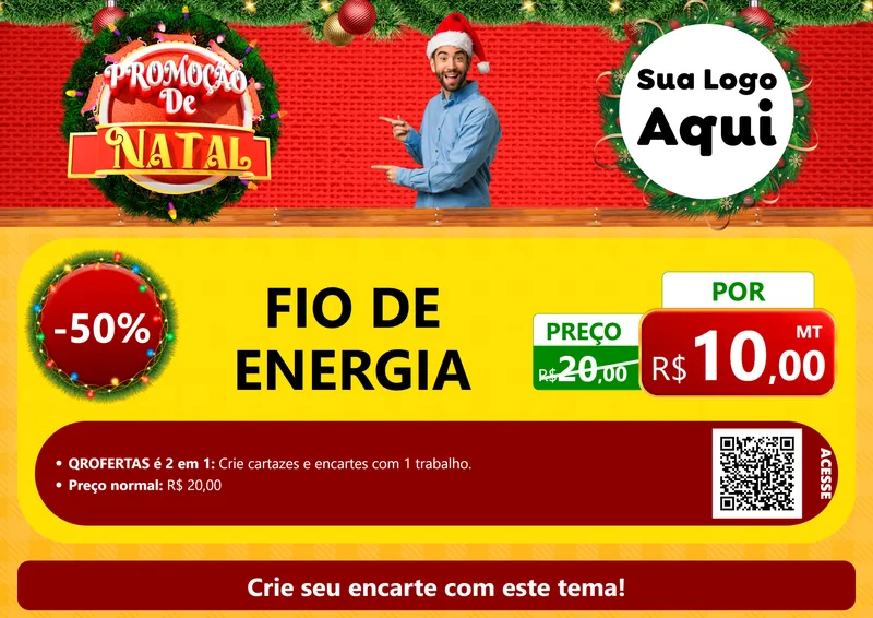 Modelo de Cartaz para Cartaz A4 Horizontal com o tema Promoção de Natal para Materiais Elétricos