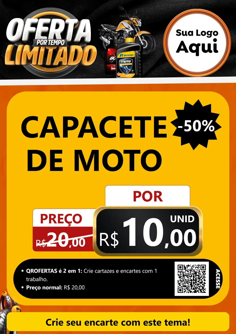 Modelo de Cartaz para Cartaz A4 Vertical com o tema Oferta Por Tempo Limitado - Motopeças para Moto peças