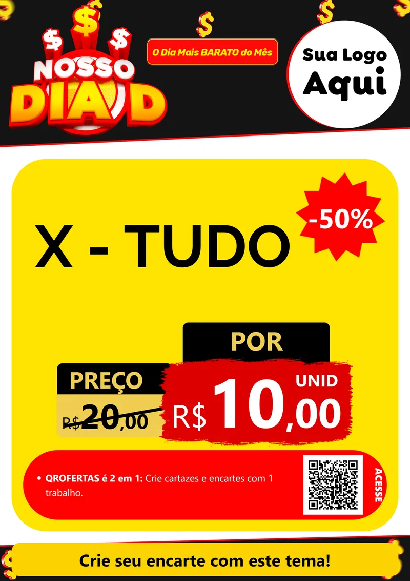 Modelo de Cartaz para Cartaz A4 Vertical com o tema Nosso Dia D para Hamburgueria
