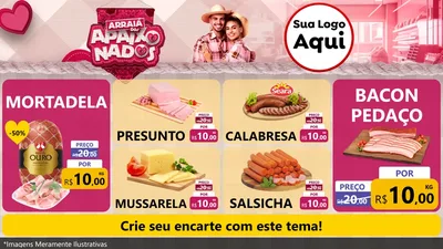 Modelo de TV para TV Horizontal com o tema Arraiá dos Apaixonados - Junina para Frios e Laticínios